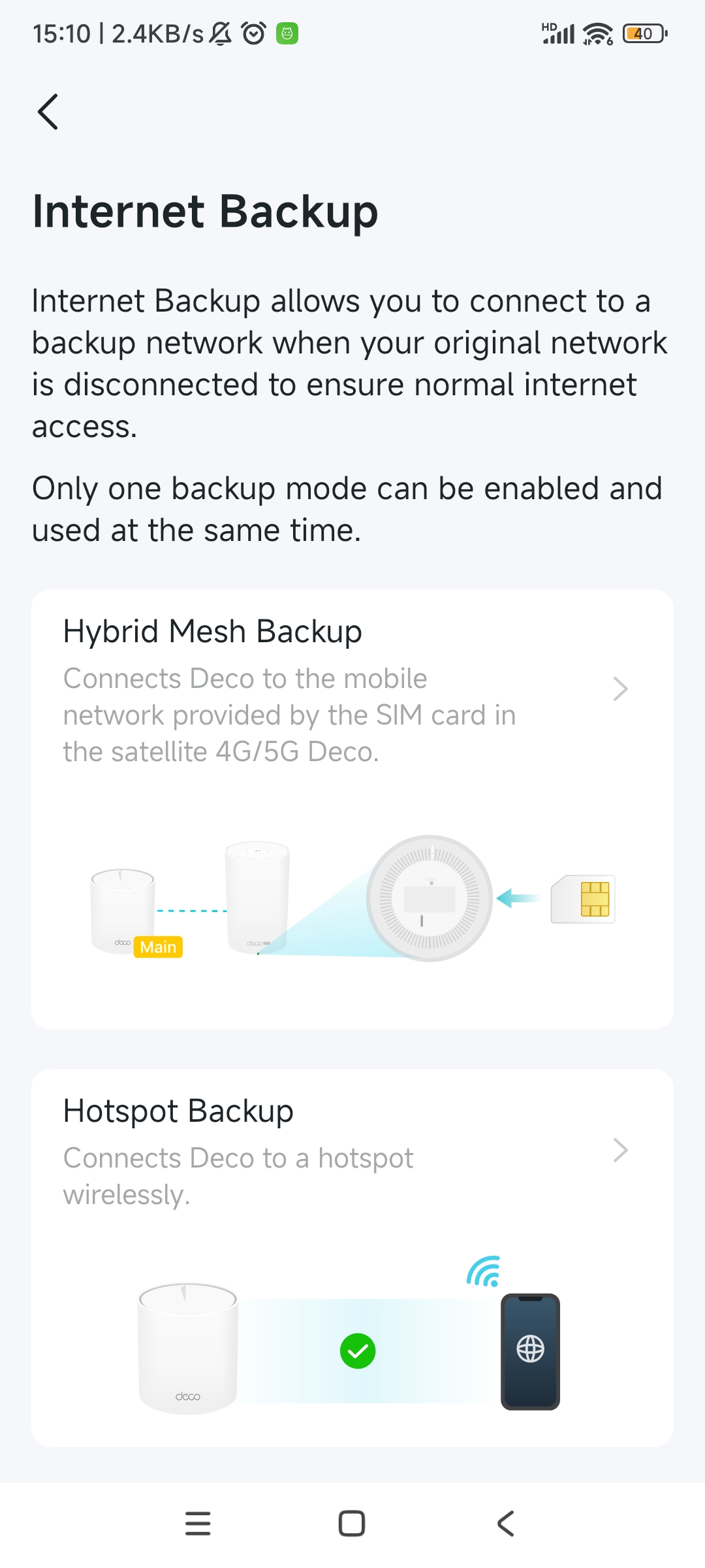 available backup modes