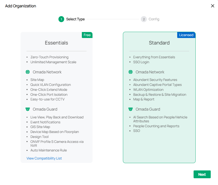 Choose organization type