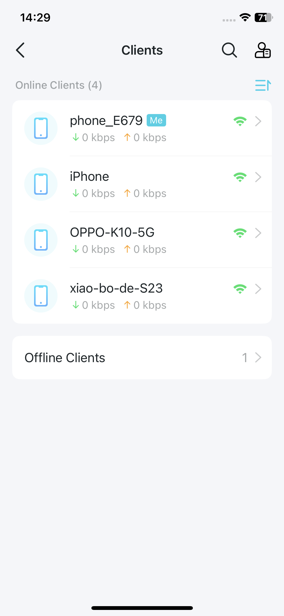 online and offline clients list