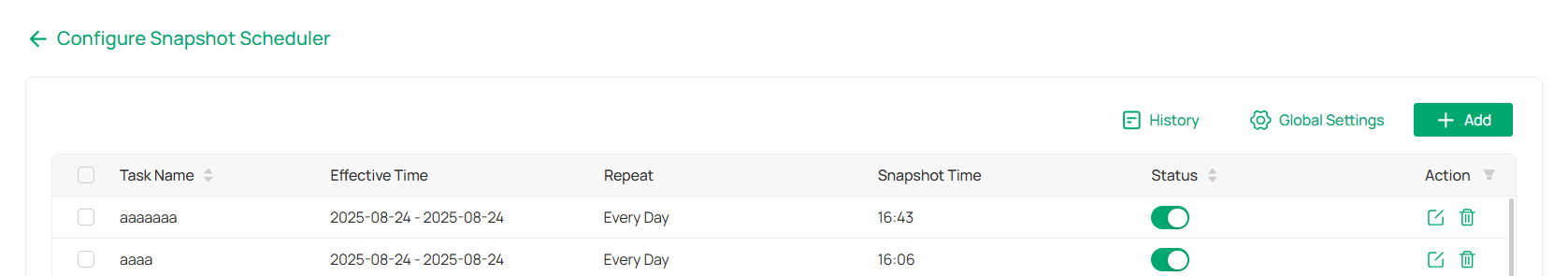 Configure Snapshot Scheduler