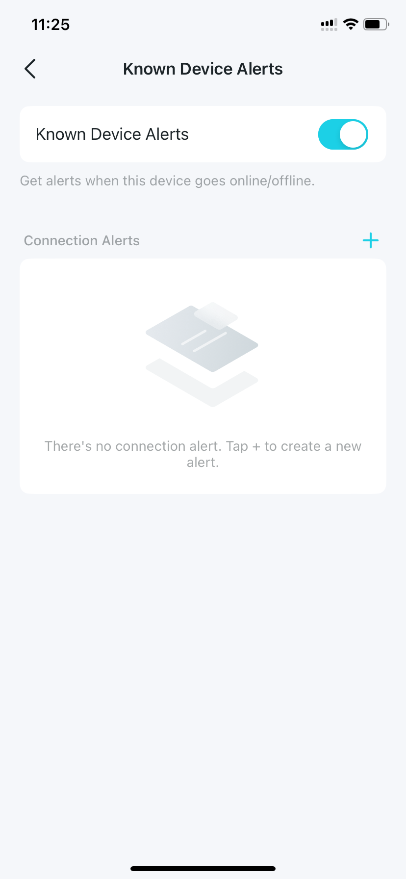 known device alert settings page