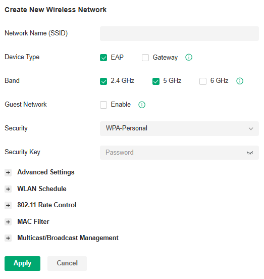 Create New Wireless Network