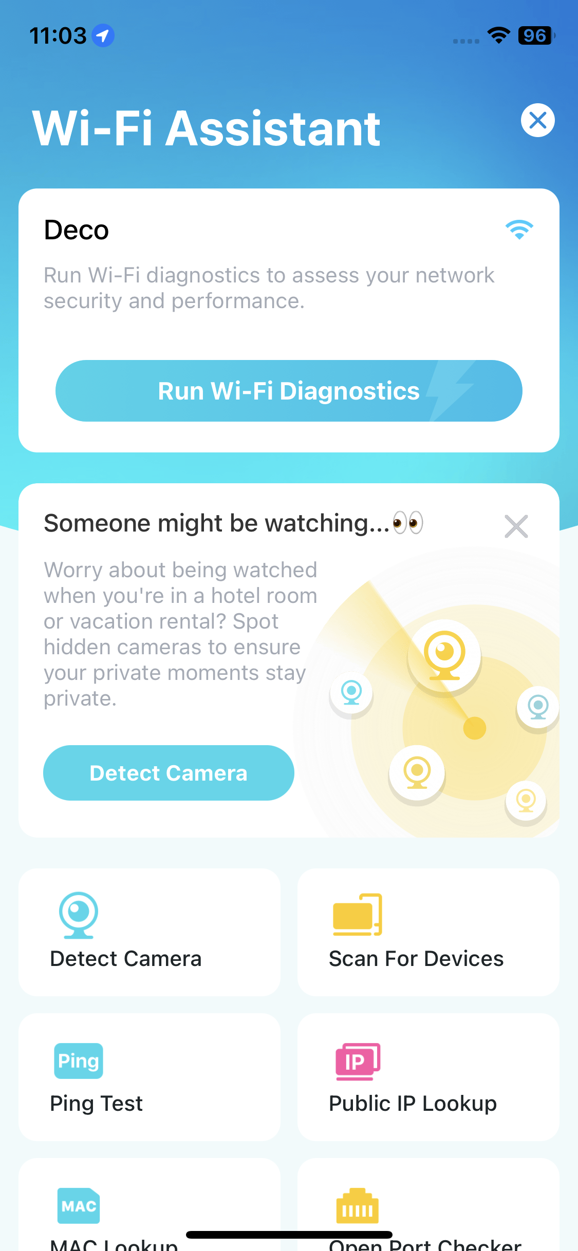 W-Fi Assitant Page