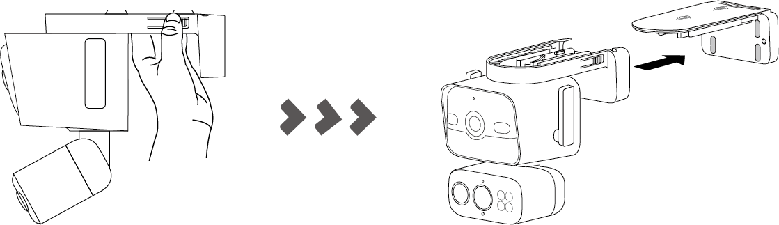 Displays how to separate the camera from its bracket