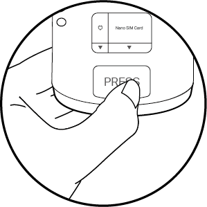 Displays pressing the PRESS Button to detach the camera bracket from the base.