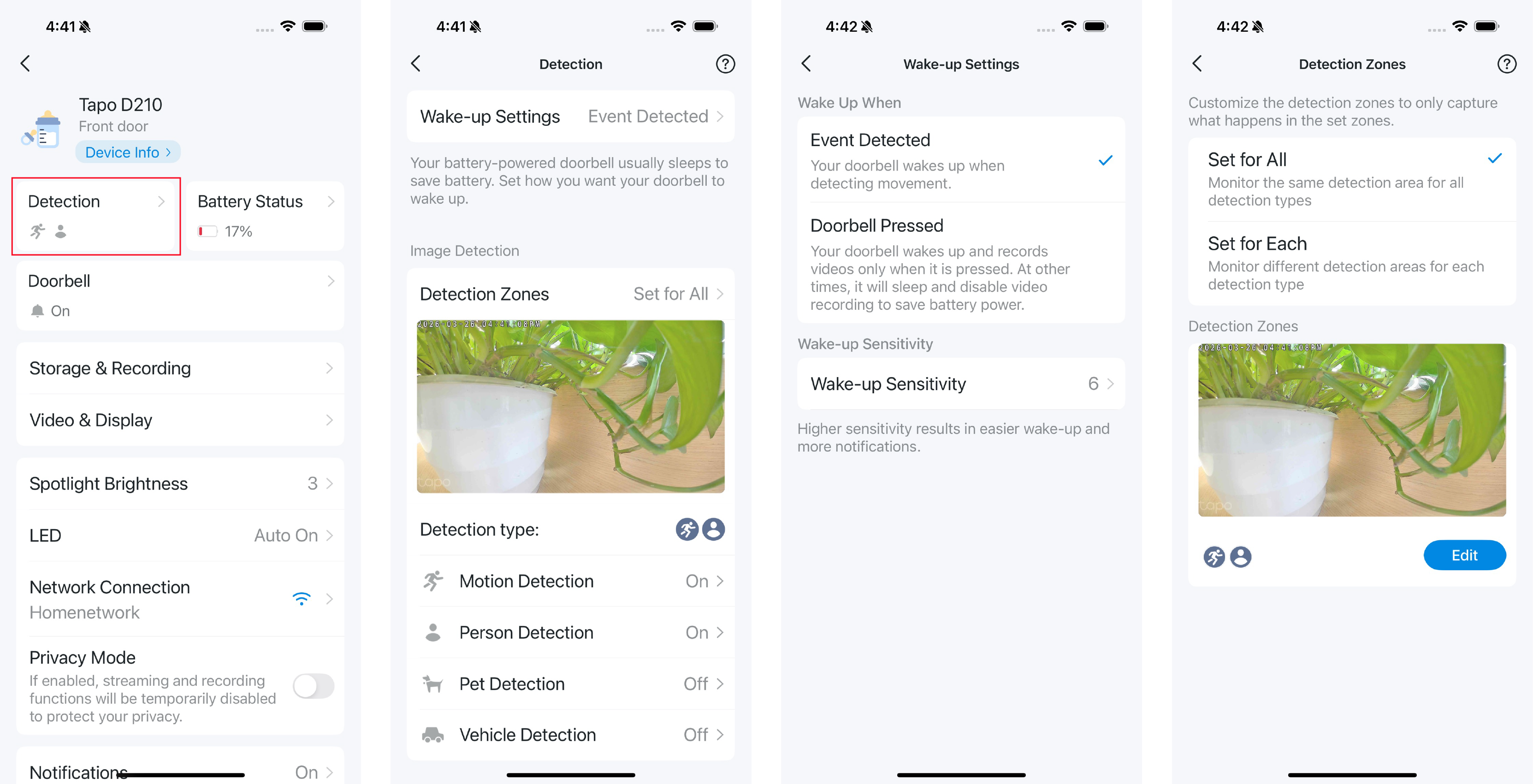 Detection settings