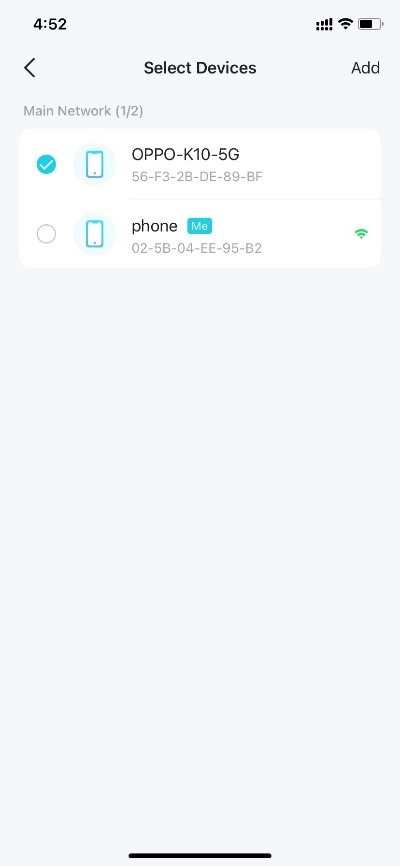 Devices available for selecting to be isolated