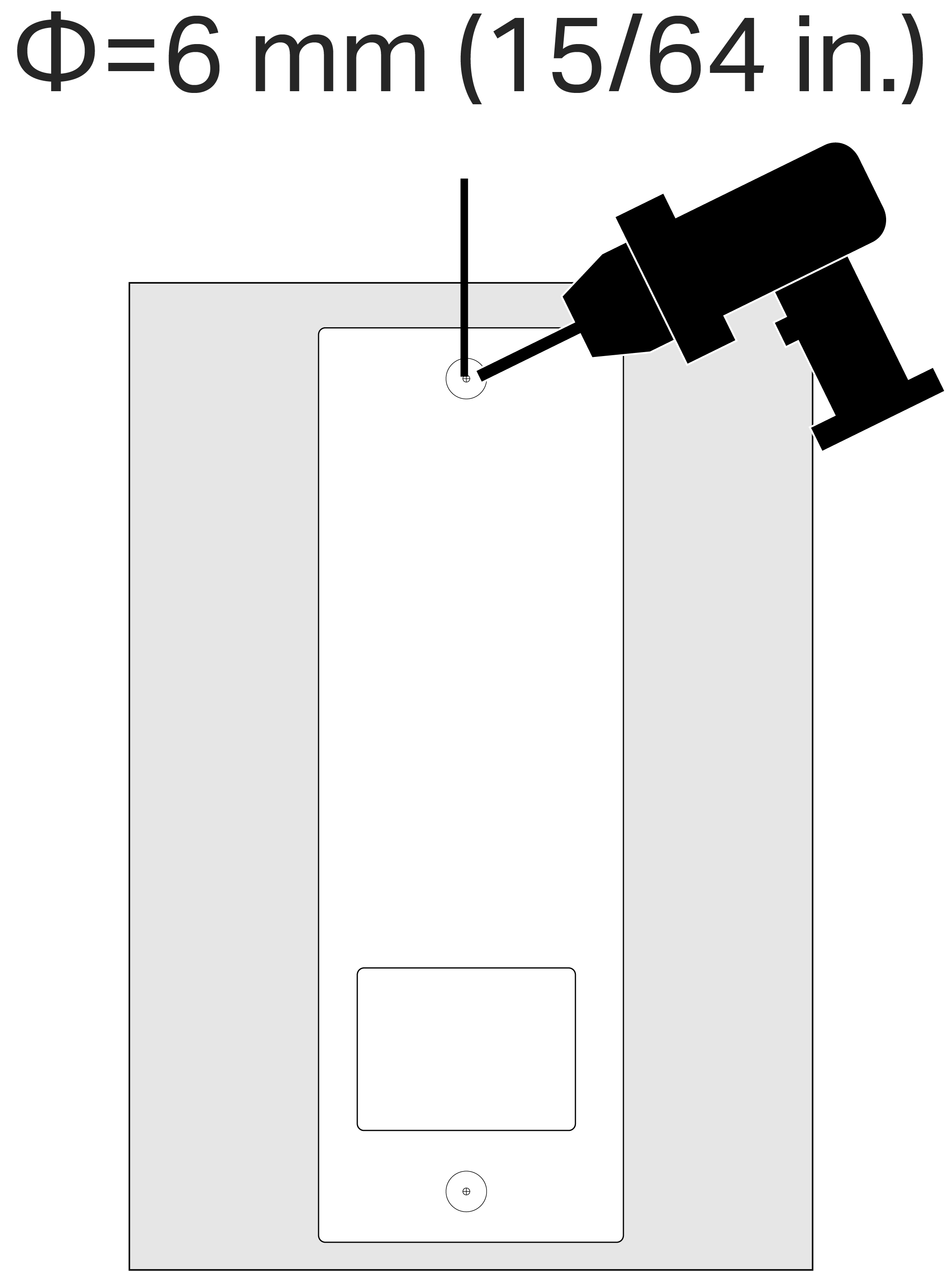 Apply the sticker and drill two holes