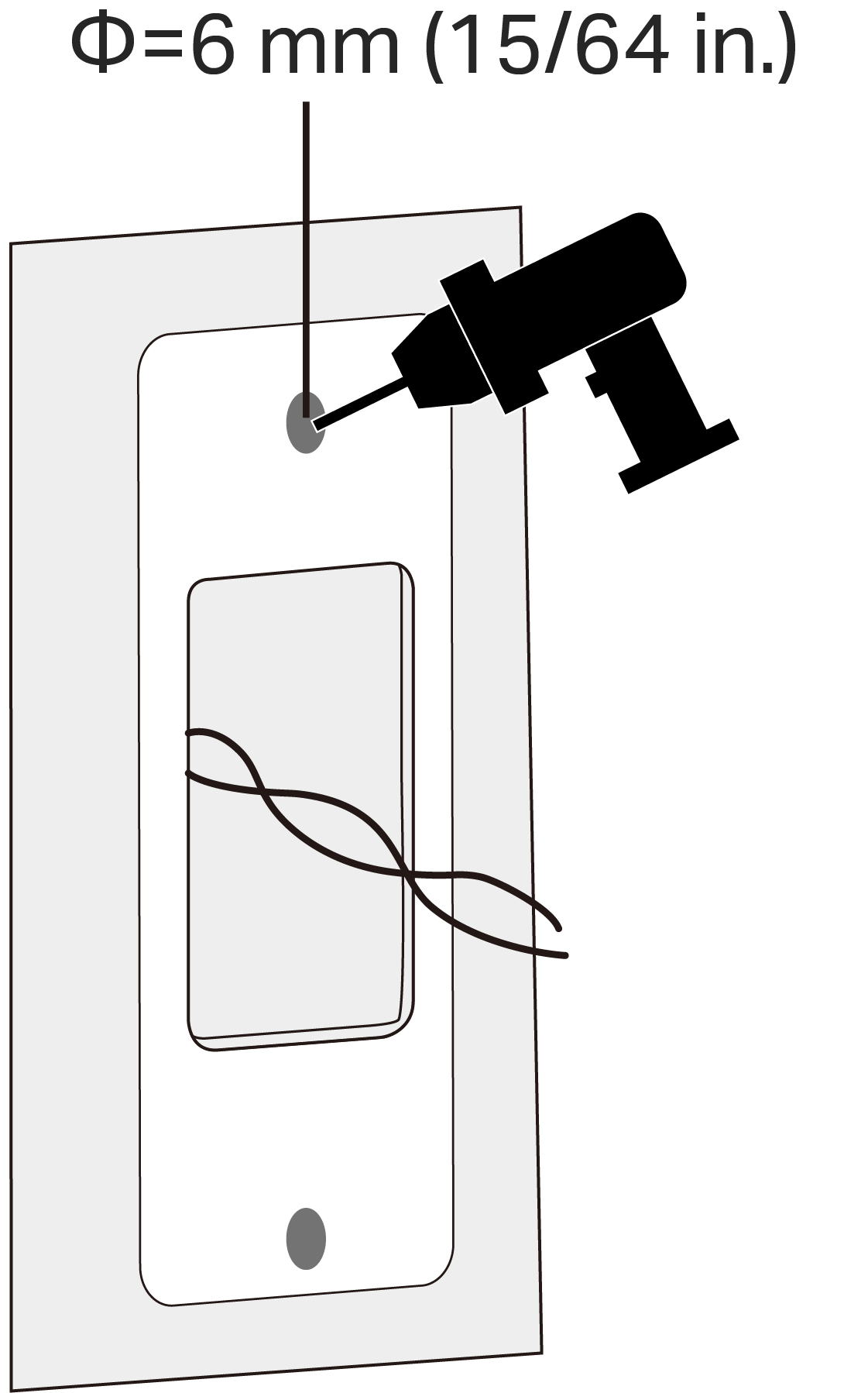 Drill holes according to the mounting template sticker