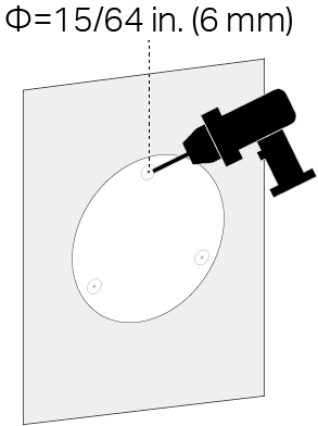 Drill 3 holes with the mounting template.