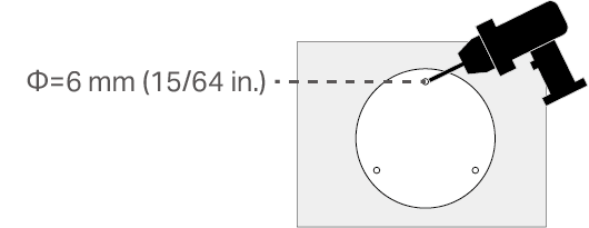 Displays drilling three screw holes according to the mounting template sticker