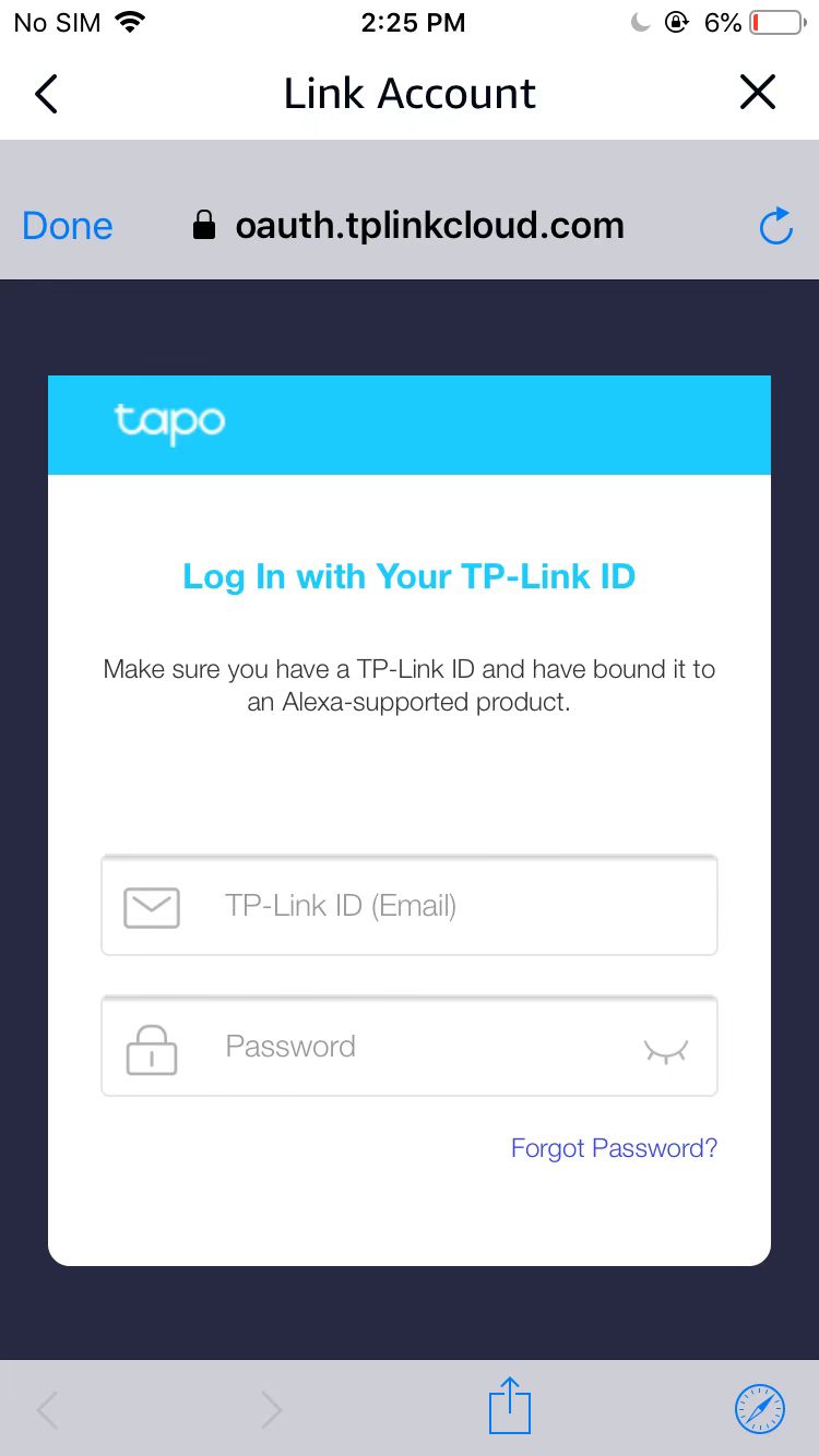 Enter TP-Link ID page