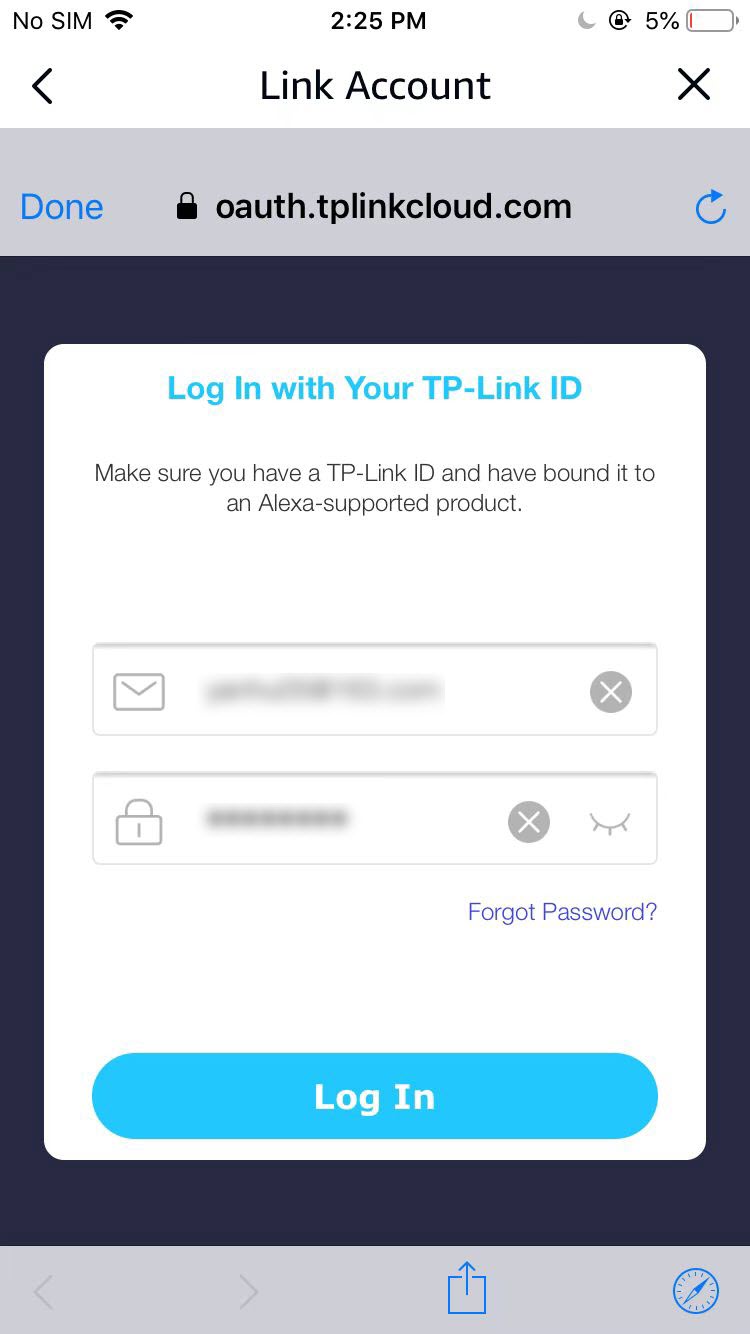 Login page