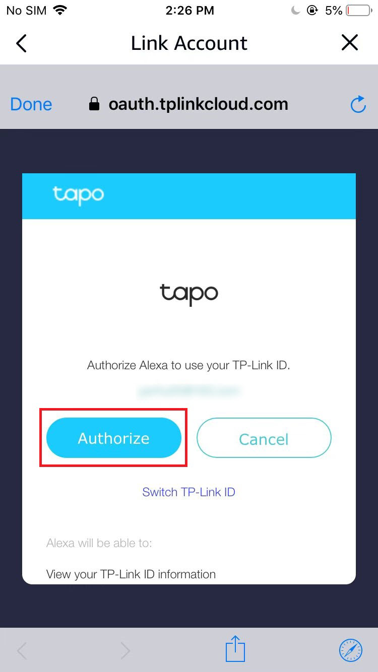 Authorize page