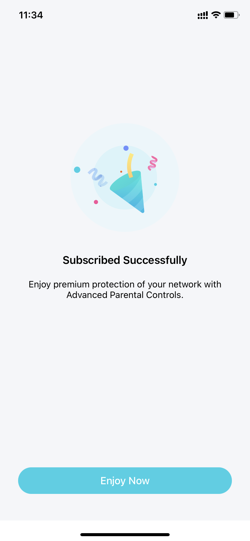 image displaying the subscription is successful