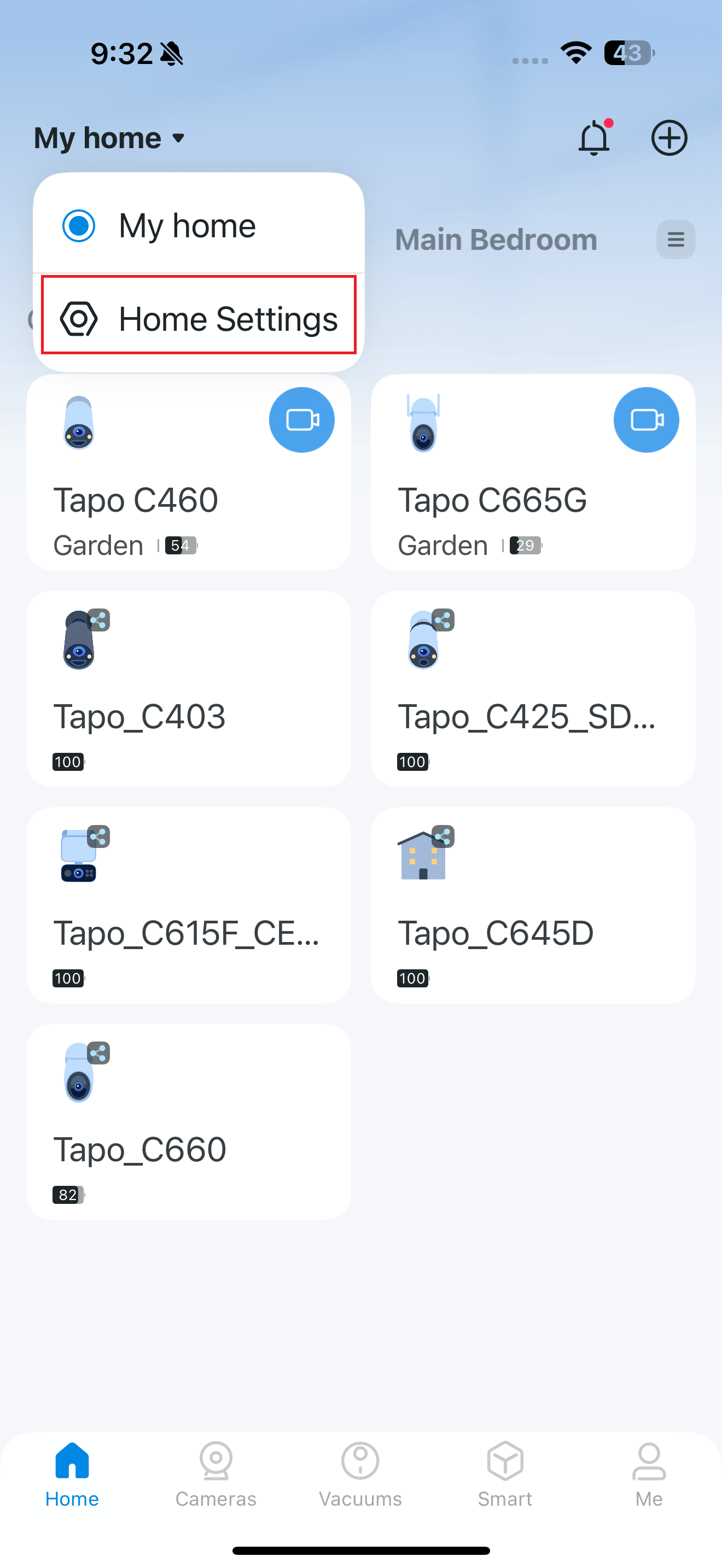Select the Home Settings button on the Home page