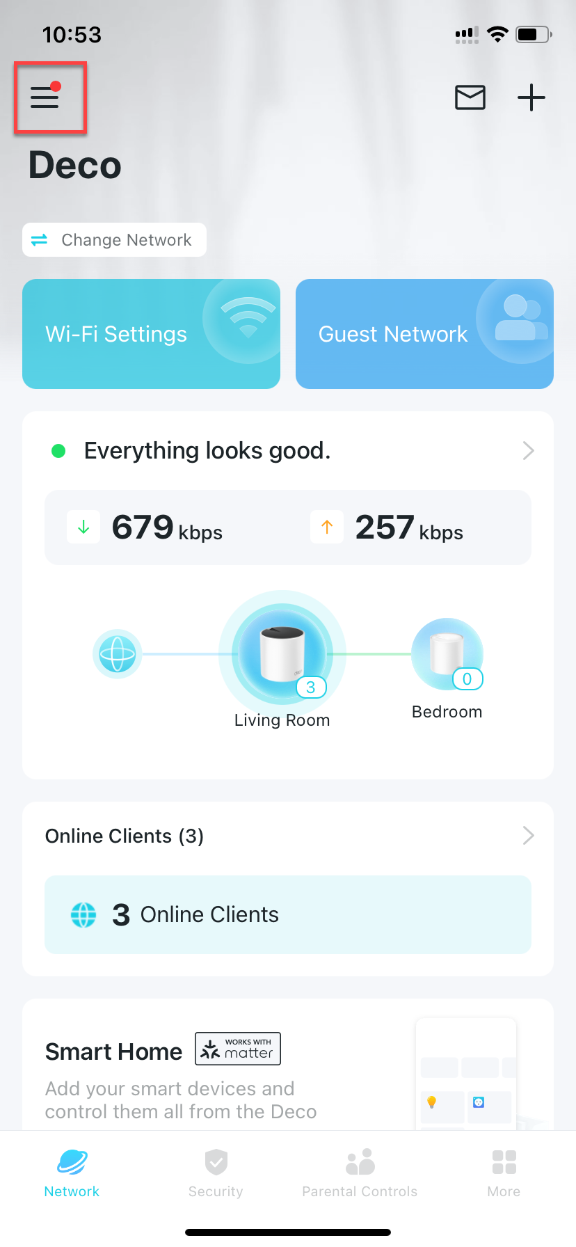 Locate the side menu button on the homepage