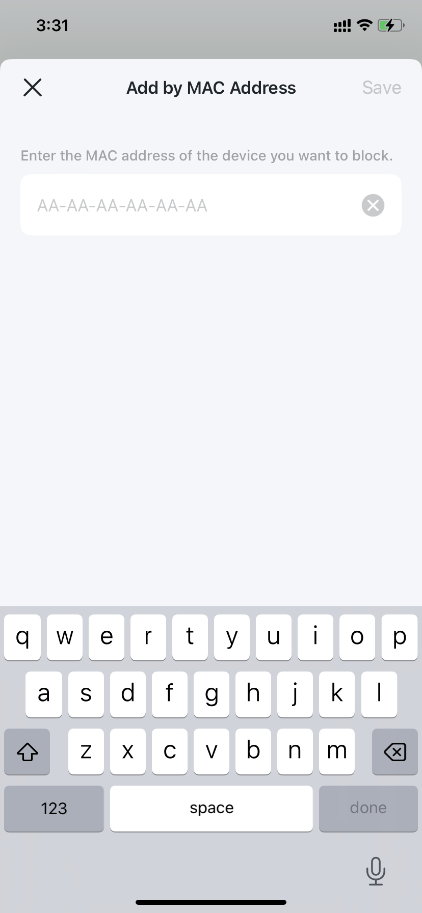 page for adding by MAC address