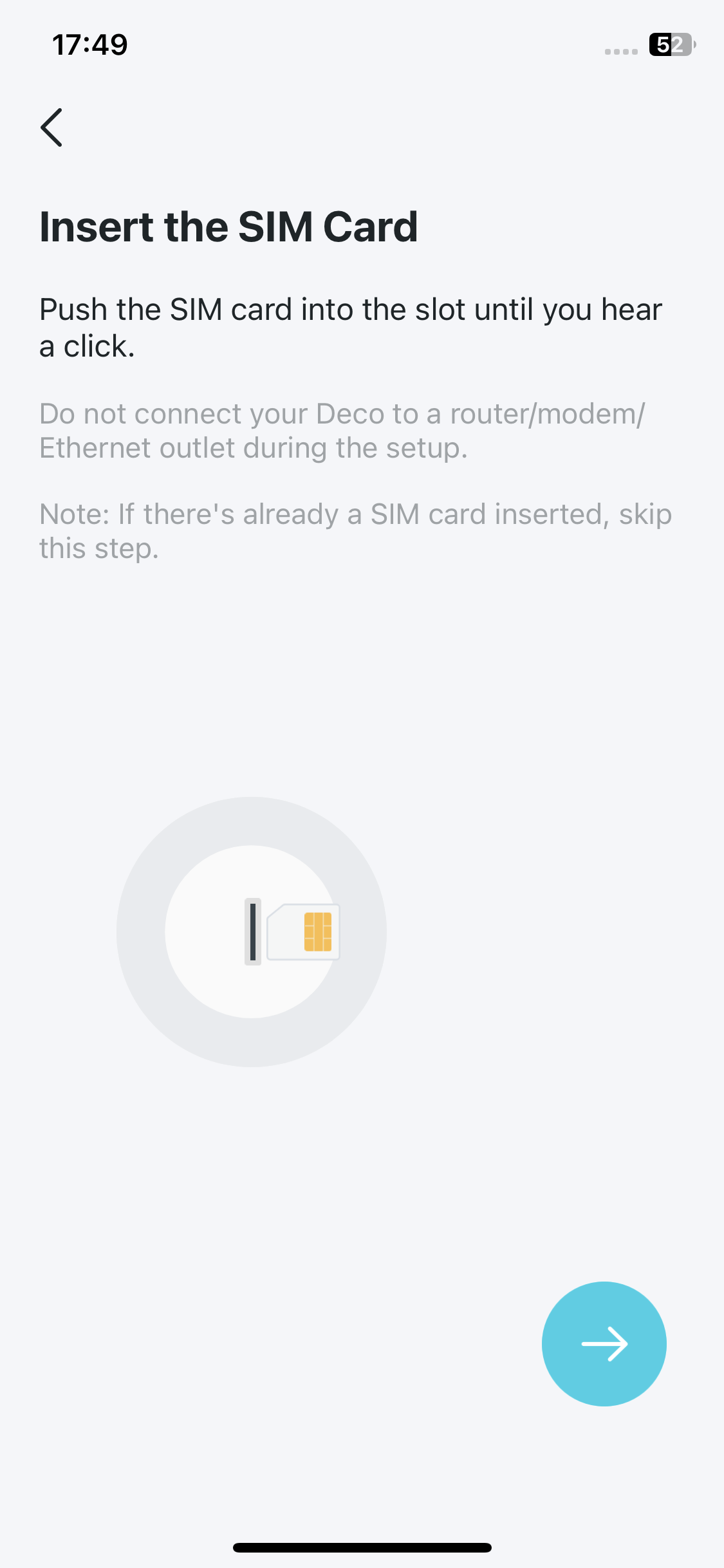 image displaying how to insert the SIM card to your Deco 