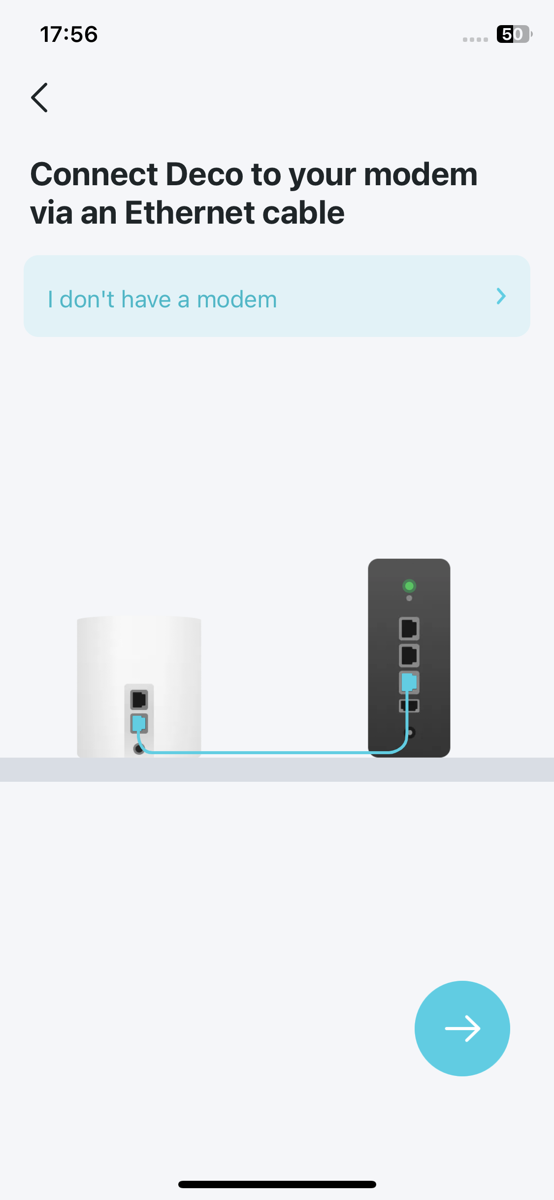 Image displaying how to connect your Deco to modem via an Ethernet cable.