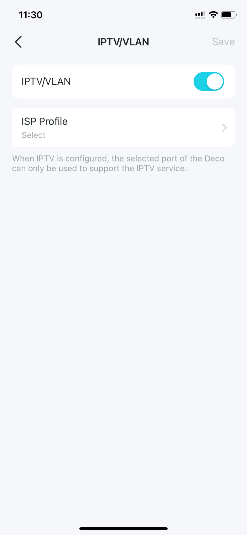 IPTV/VLAN settings page