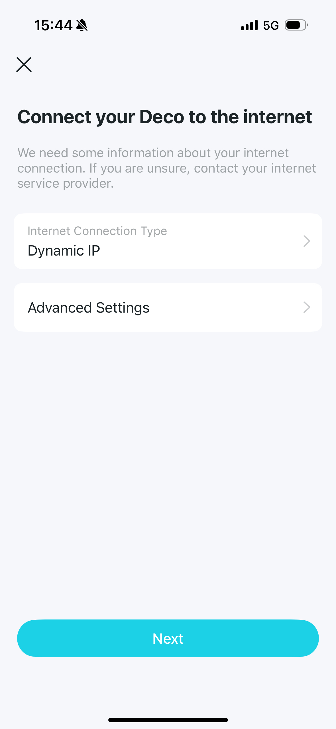 Image displaying the internet connection options for your Deco