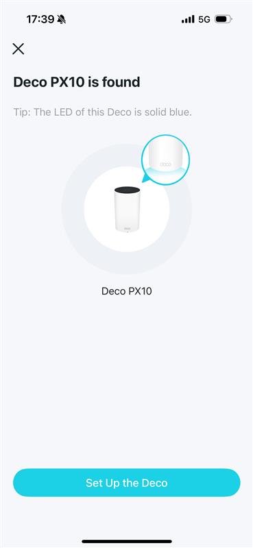 Image displaying your Deco is found by the app.
