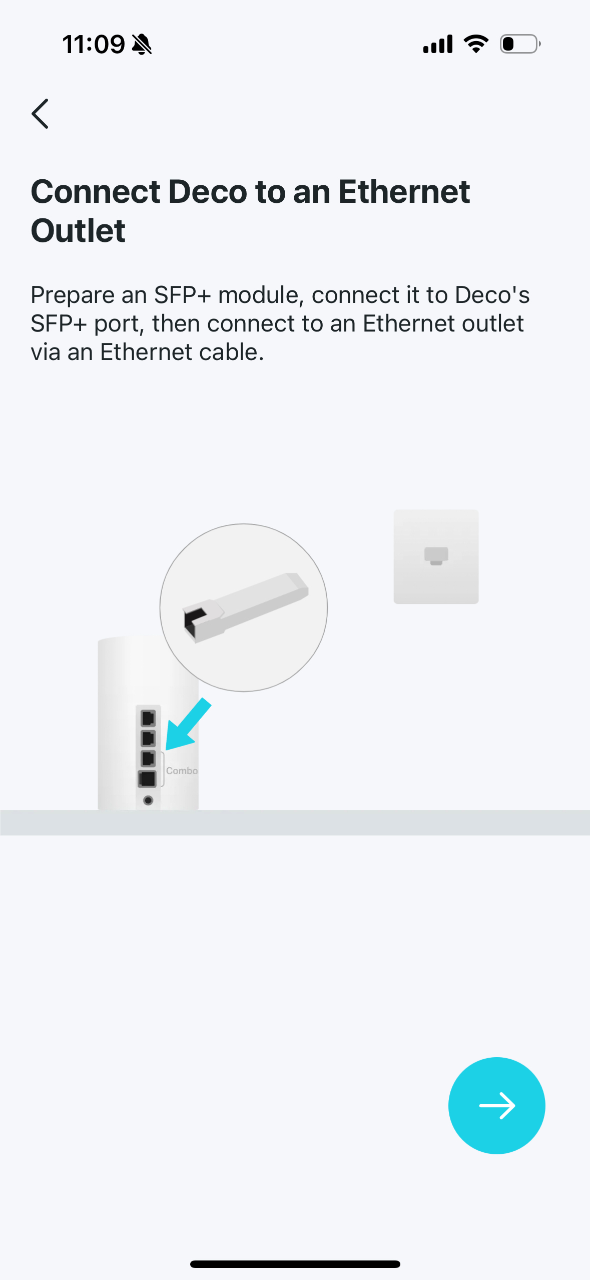 Image displaying how to connect your Deco to an Ethernet outlet