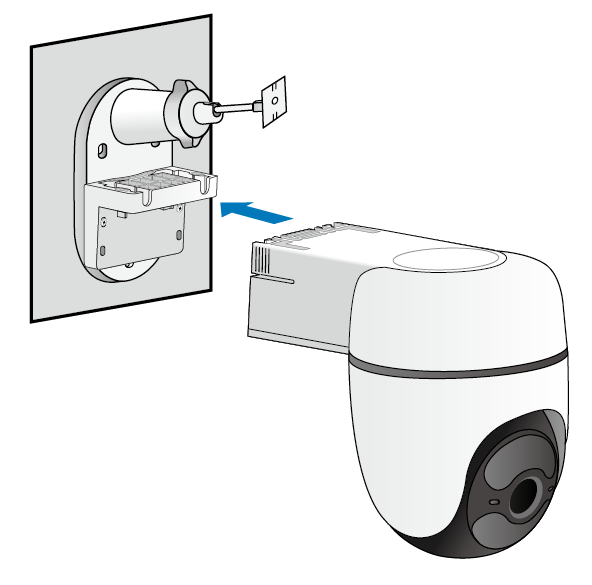 Displays the direction to slide the camera onto the bracket