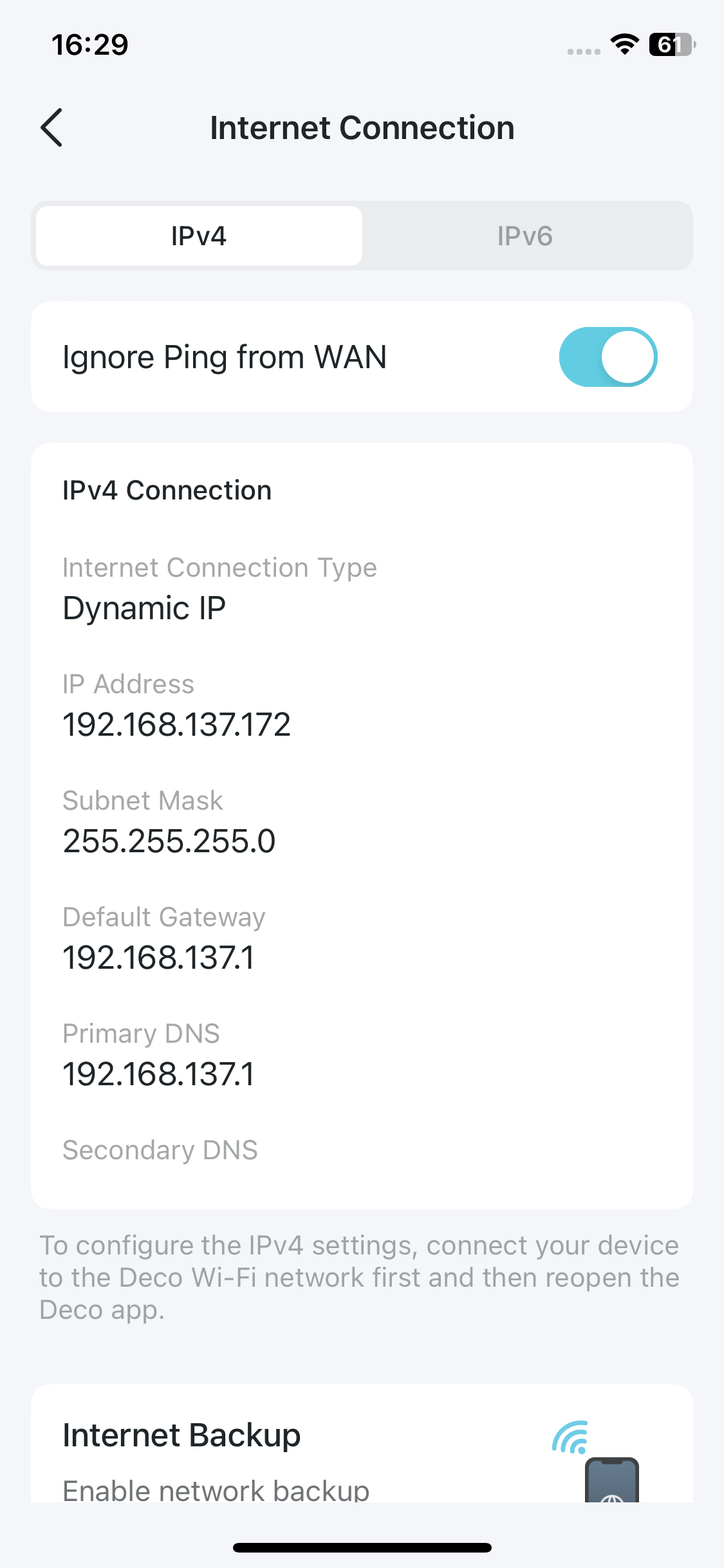  IPv4 settings page