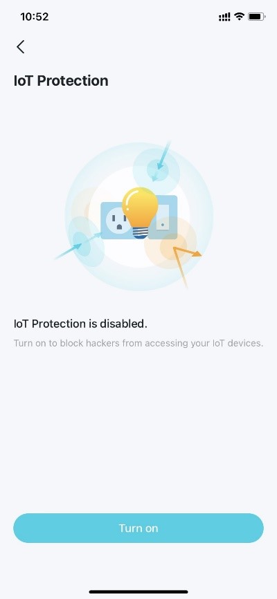 IoT Protection feature descriptions and the button for enabling it