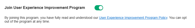 Join User Experience Improvement Program
