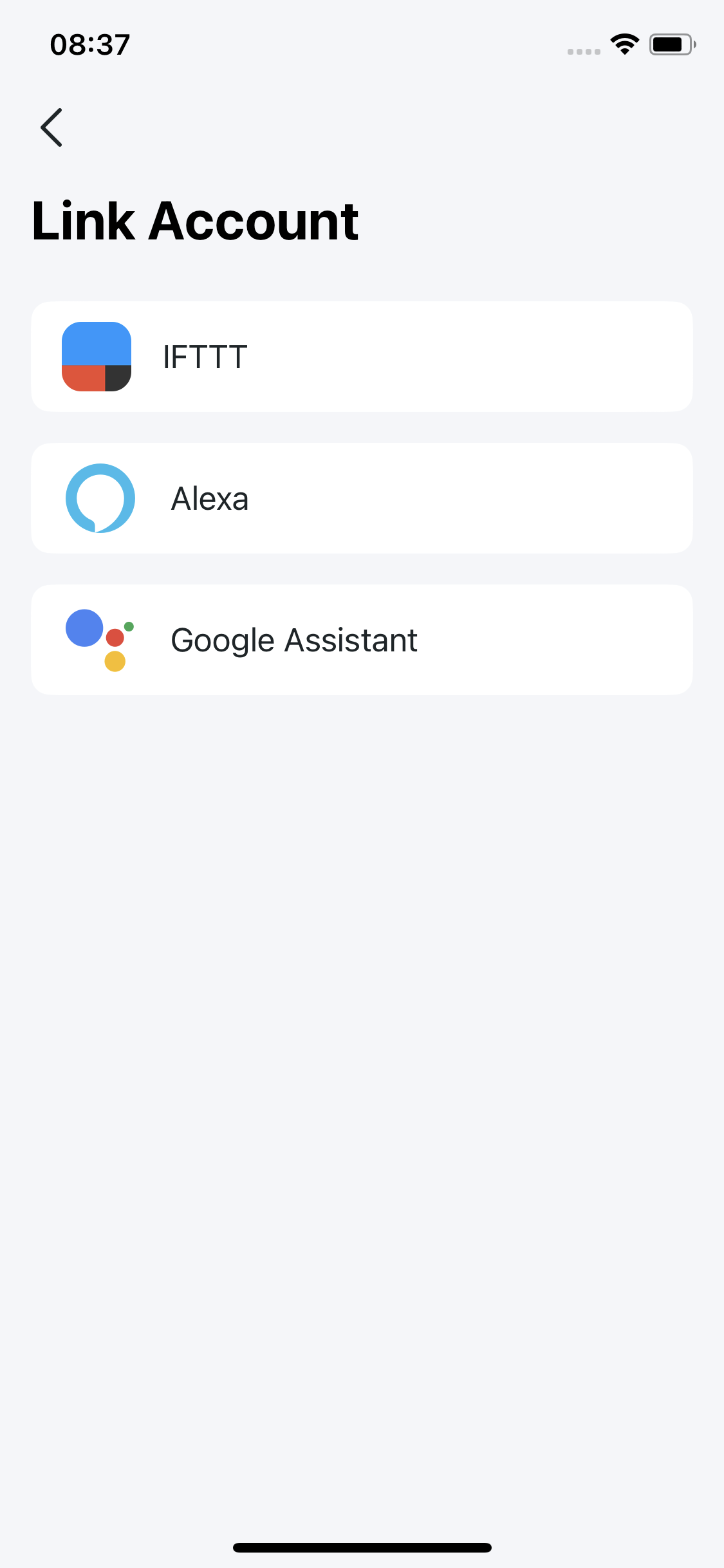 Link Account setting page
