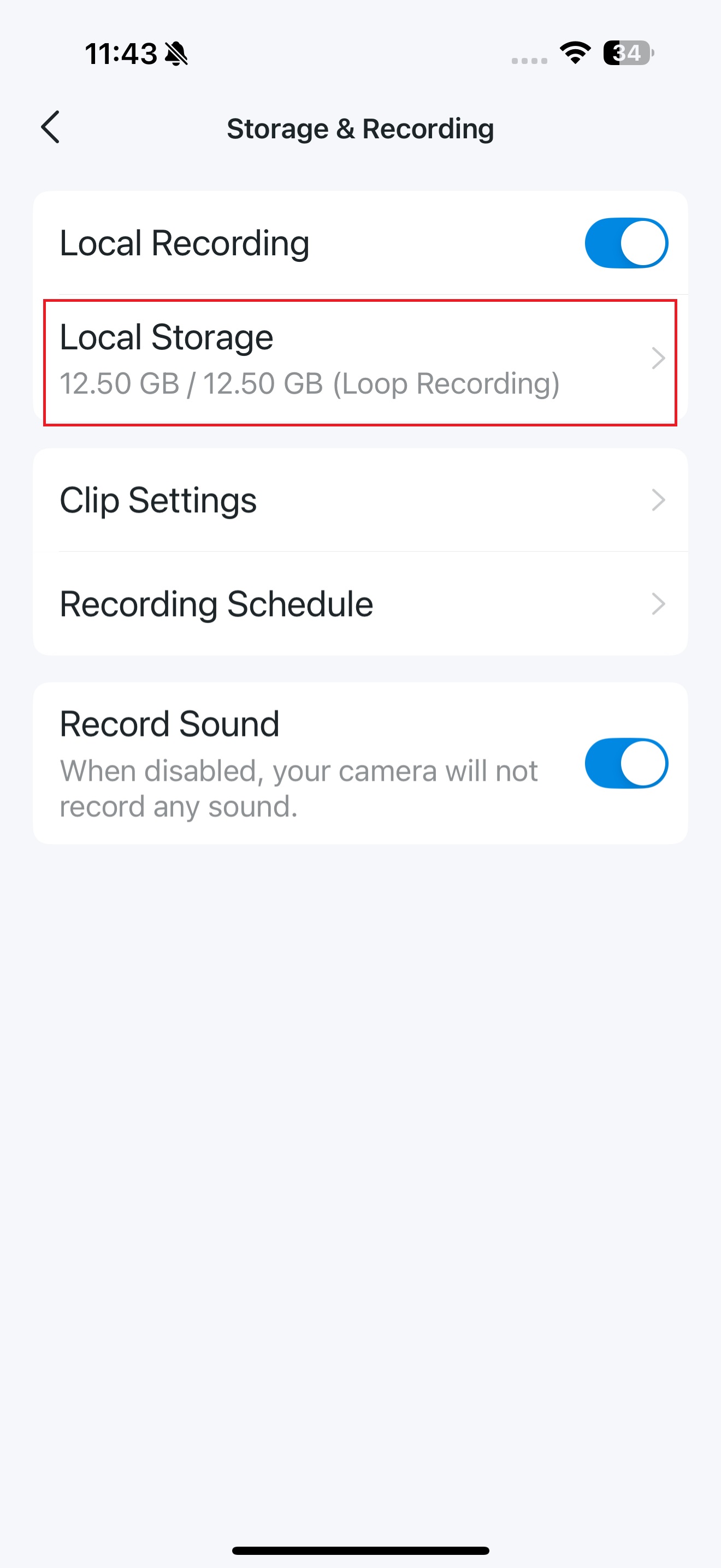 Local Storage button