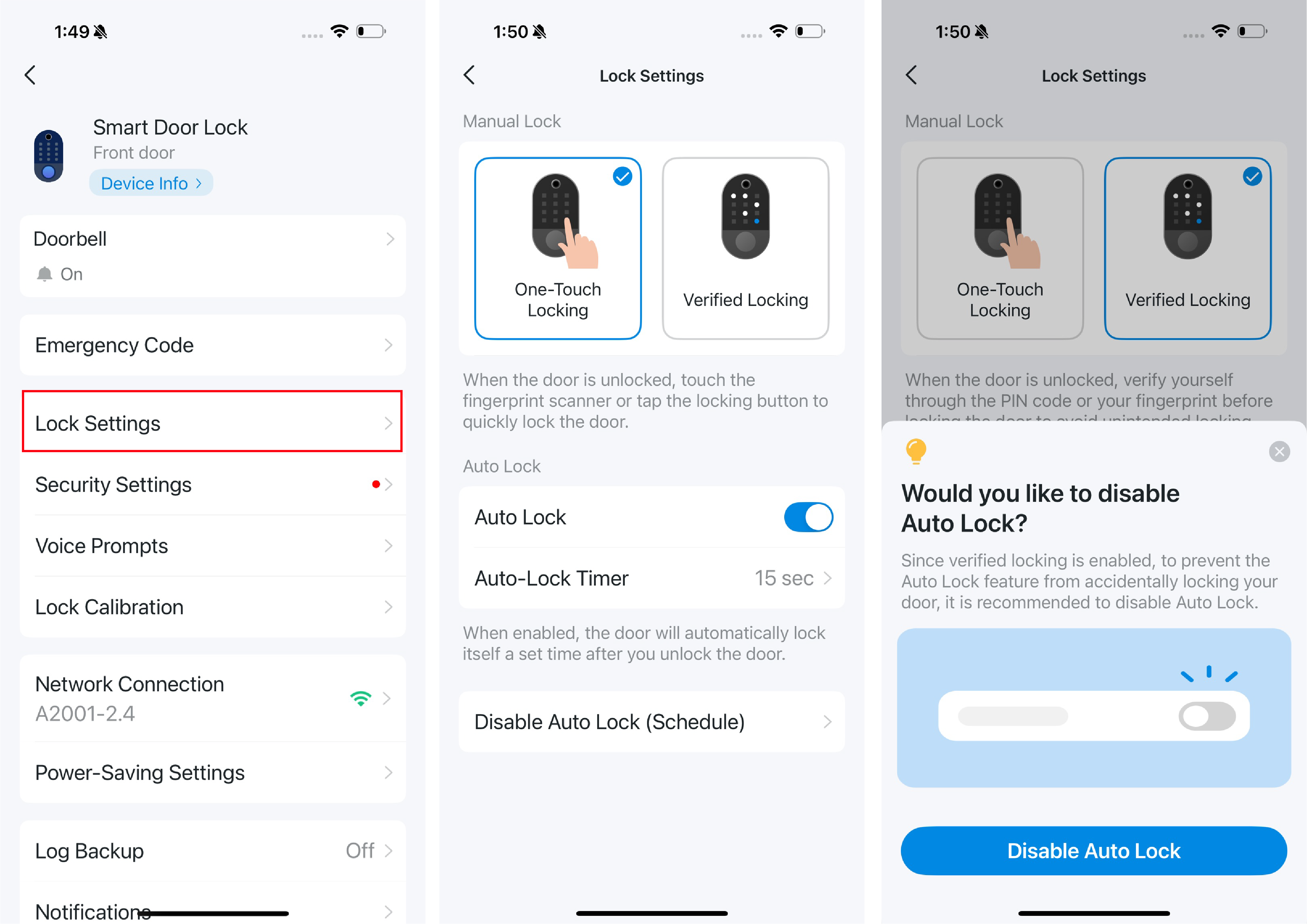 Set lock settings