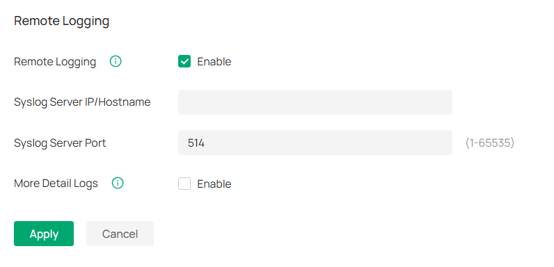 Log settings-Remote Logging