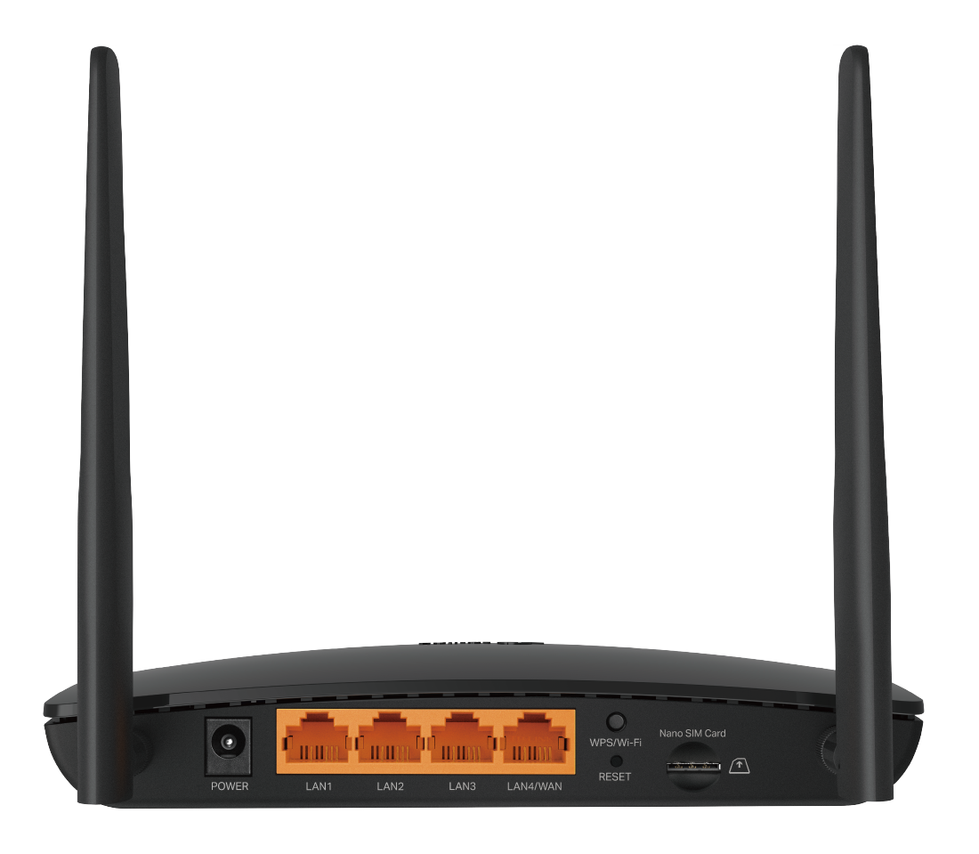 Back panel of AC750 Wireless Dual Band 4G LTE Router