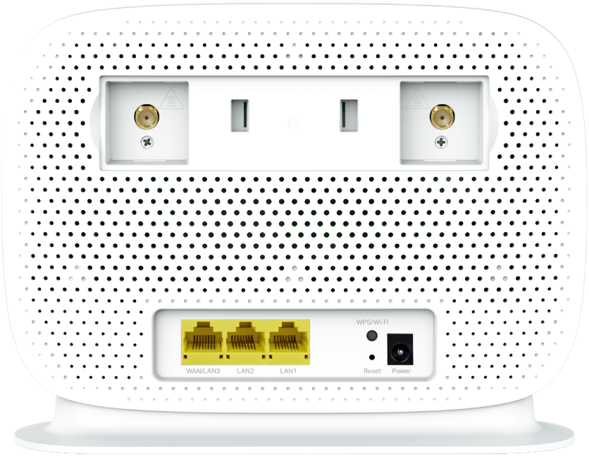 Back panel of 4G+ Cat6 AC1200 Wireless Dual Band Gigabit Router