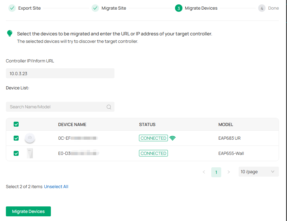 migrate devices list