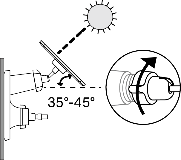 Displays how to adjust the angle and the recommended tilt angles
