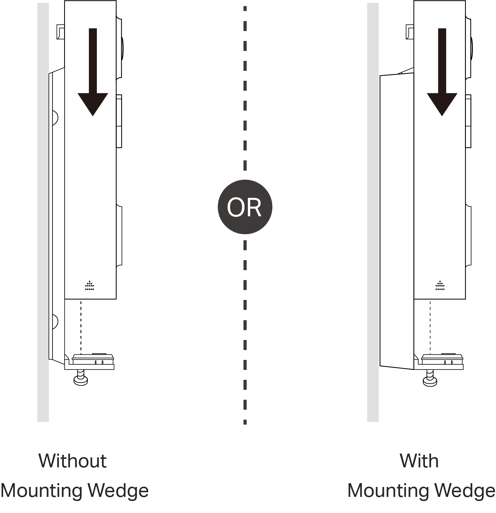 Stick the bracket to the wall and attach the doorbell to the bracket