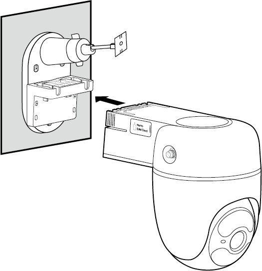Displays the direction to slide the camera onto the bracket