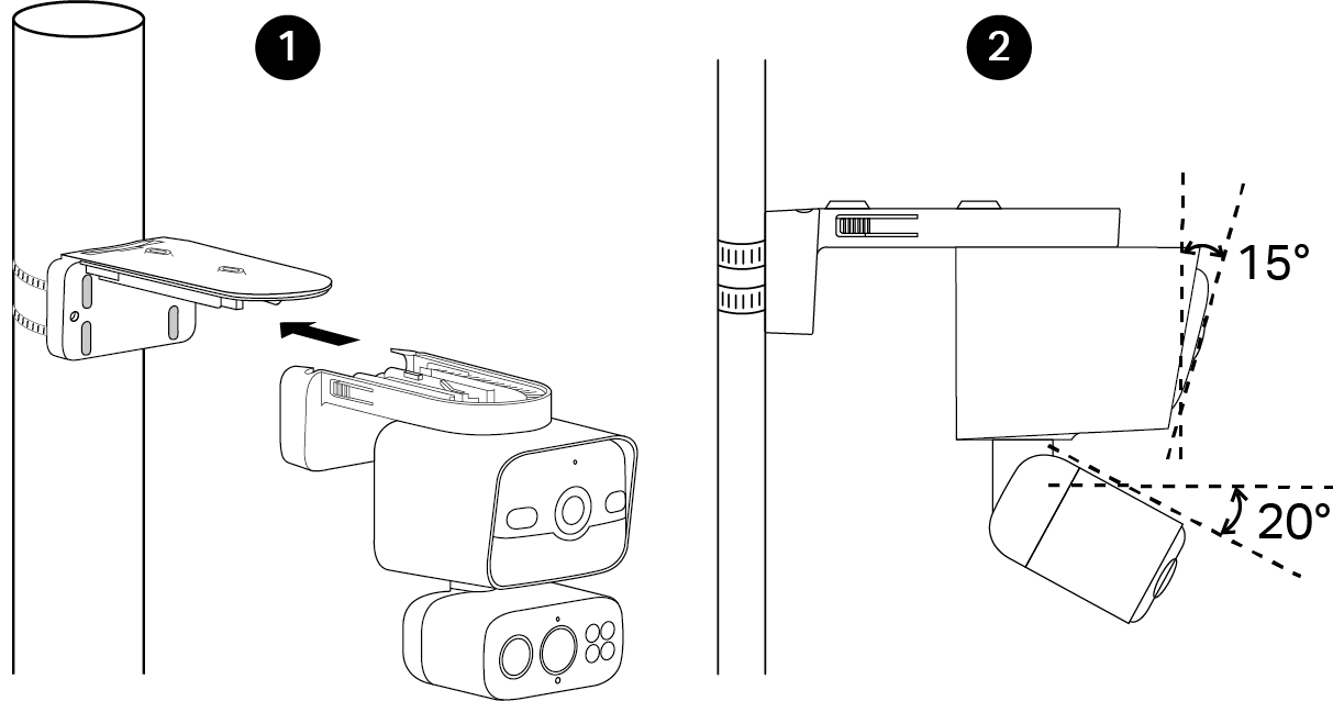 Displays how to secure the camera