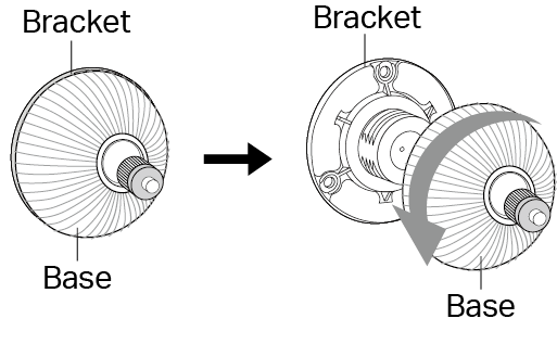 Unscrew the camera base from the camera mounting bracket.