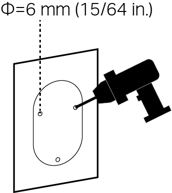Drill three holes according to the mounting template
