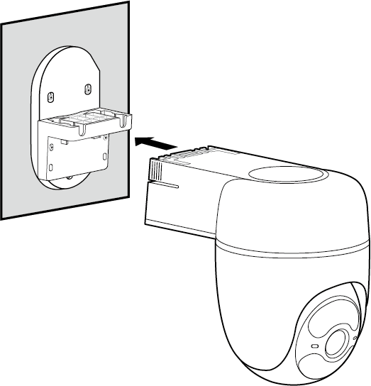 Displays the direction to slide the camera onto the bracket