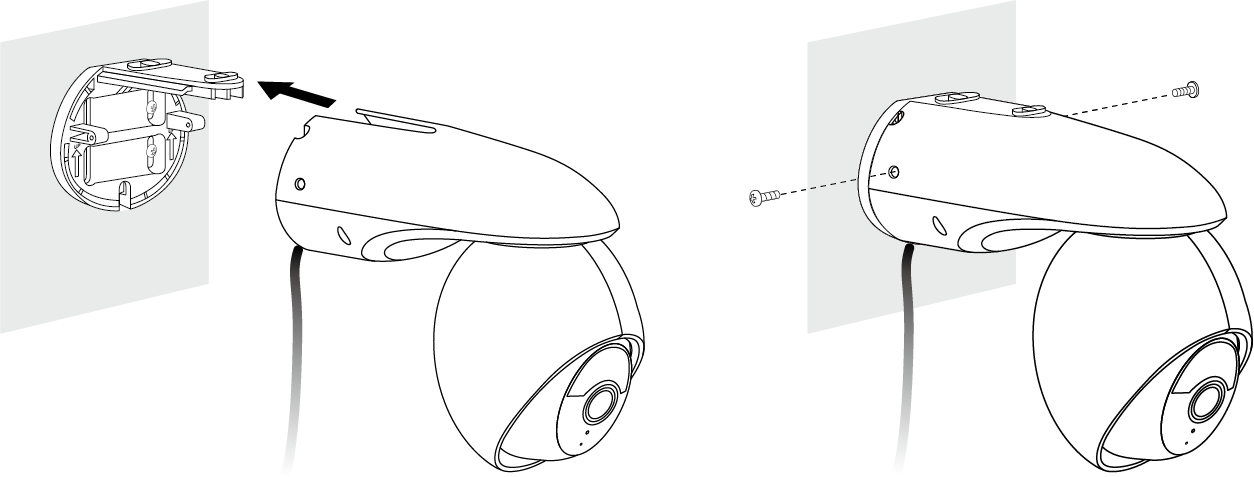 Display two steps to attach the camera to the bracket