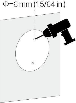 Drill two holes according to the mounting template