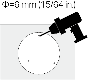 Drill 3 holes according to the template.