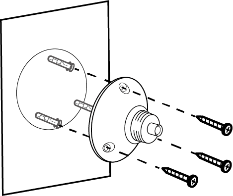 Insert three anchors into the holes and use the screws to affix the bracket over the anchors.